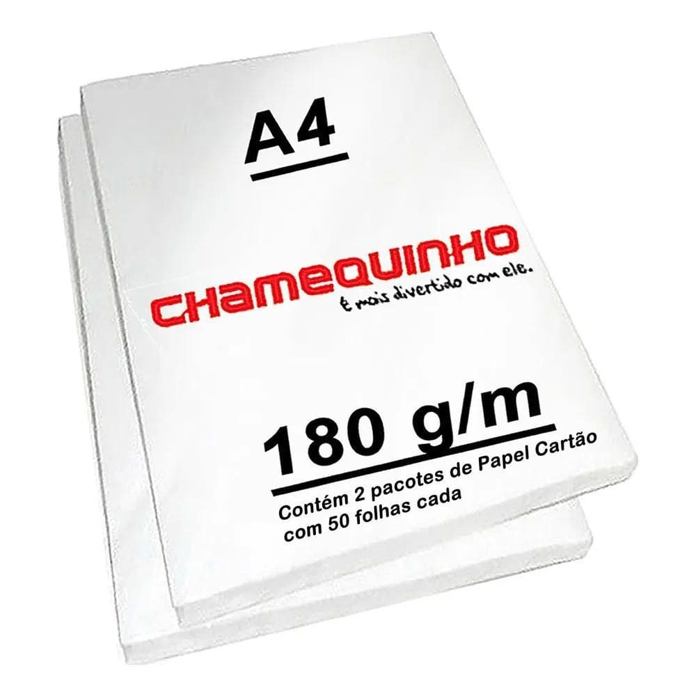 2X Papel Cartão Branco - Grosso 180G - Tamanho A4 - 100 Folh