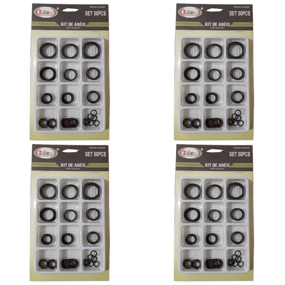 Kit 4 Jogos C/ 50 Anéis Vedação Borracha O-Ring 12 Tamanhos