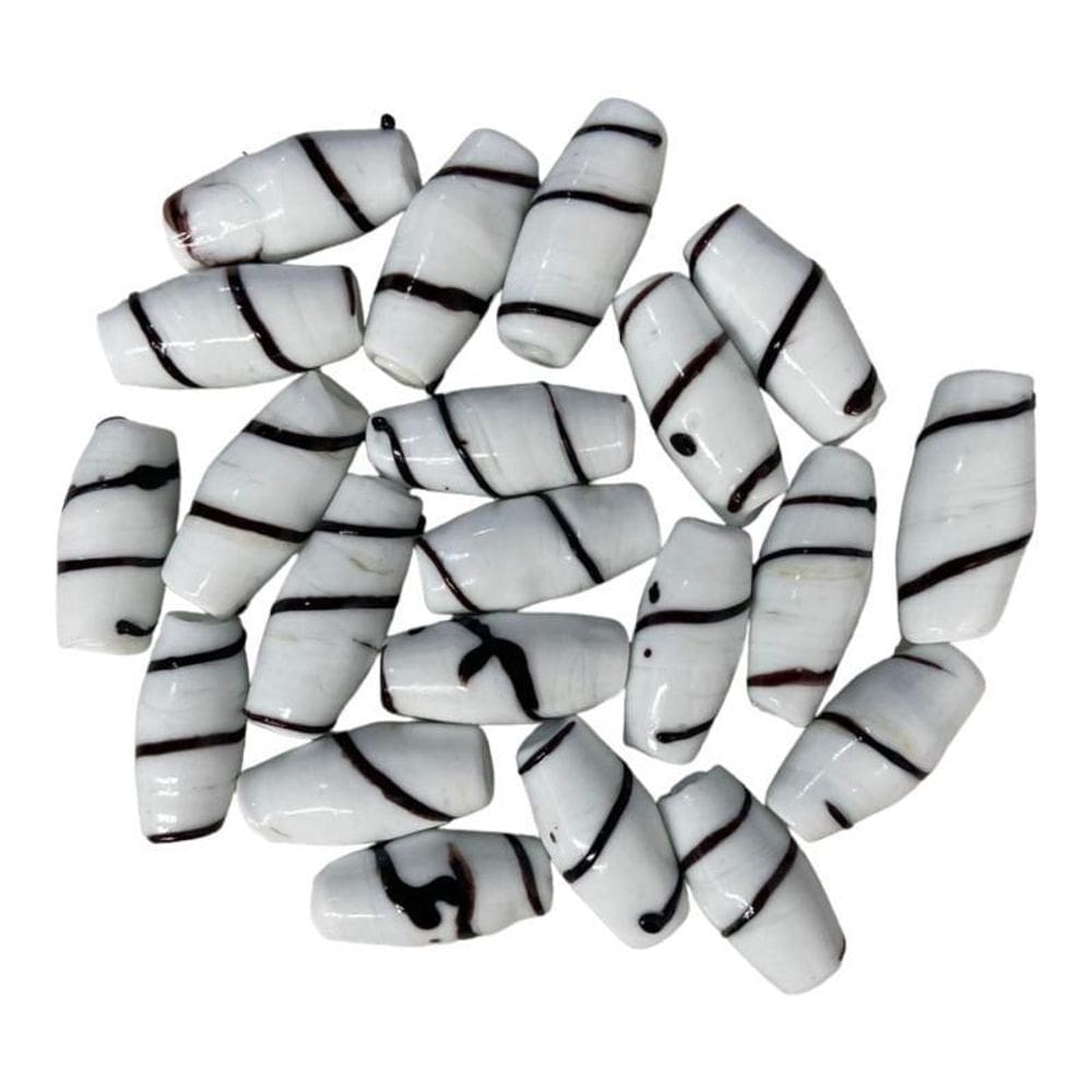 Kit 7 Firmas Azeitona 35X15Mm Branca Preto Murano Guias