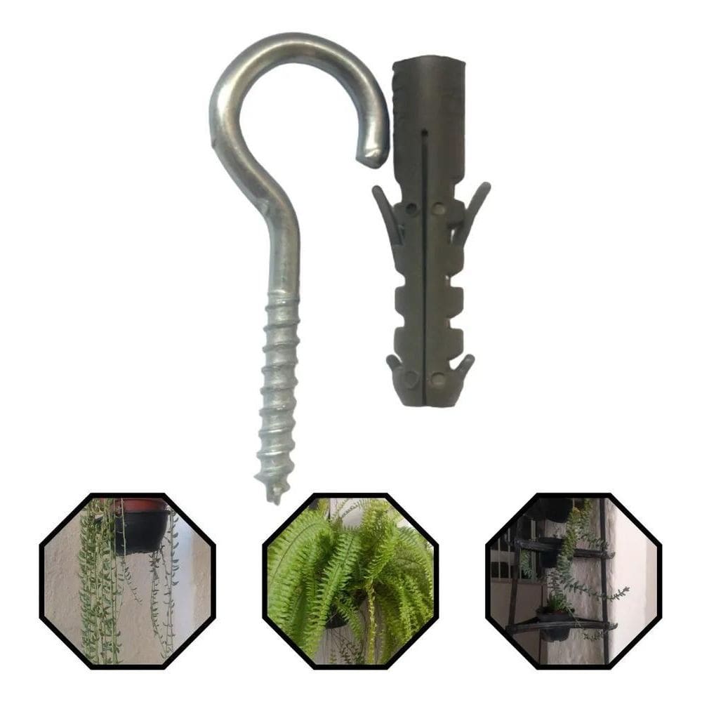 2X Parafuso Gancho Olhal Parede Com Bucha 6 Com 100 Pçs