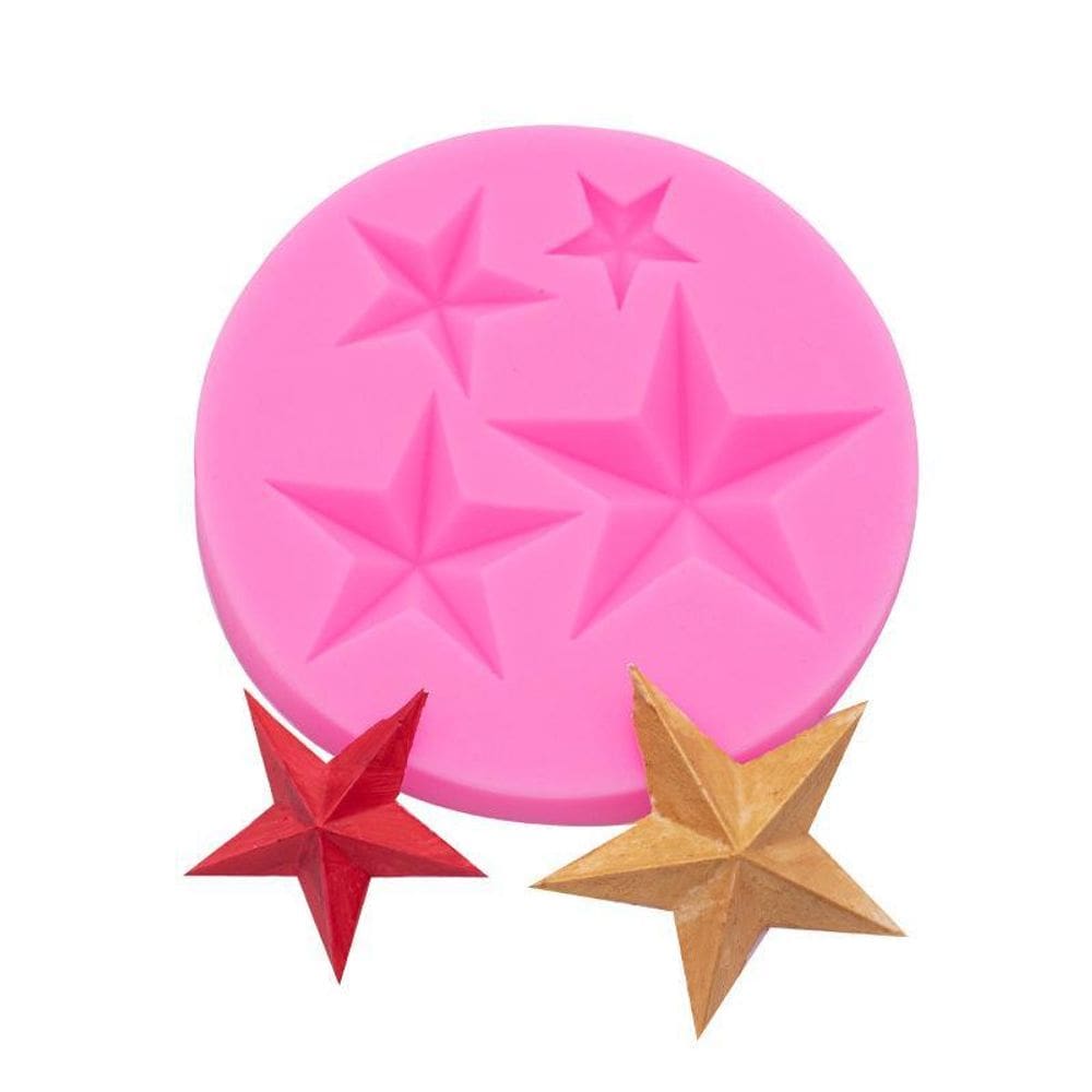 Molde Silicone 4 Estrelas Estrla Davi Fondant Biscuit Resina