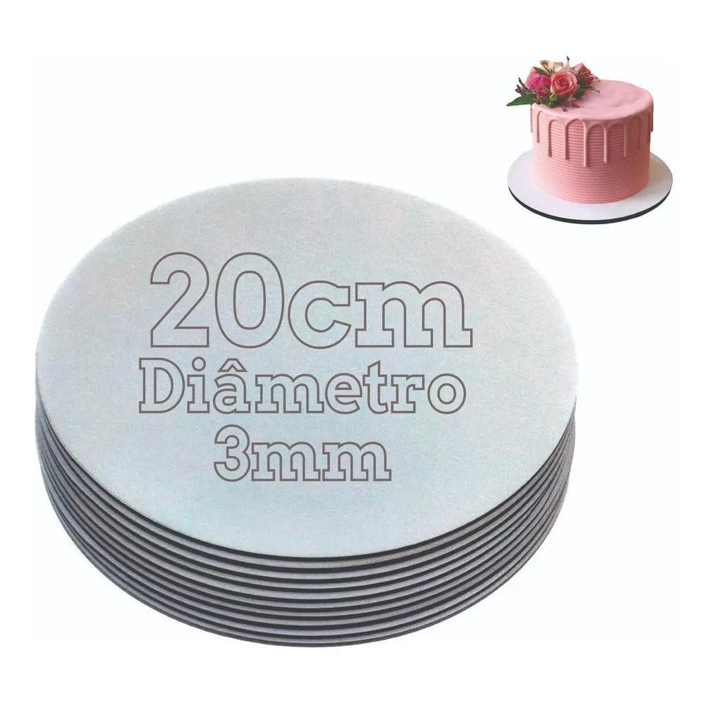 2X Cake Board 20Cm Tabuleiro Prato De Bolo Mdf Kit Com 10 Ba