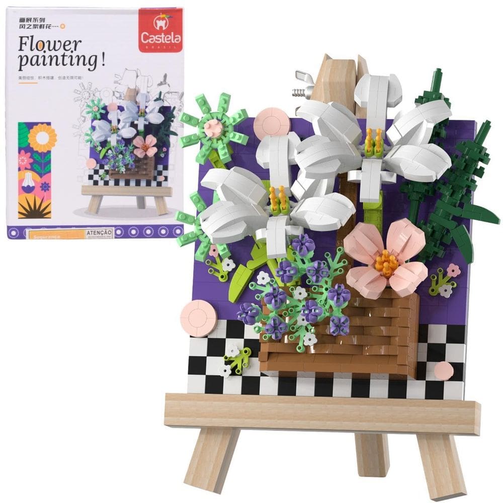 Blocos De Montar Com Cavalete De Margaridas Brancas Castela