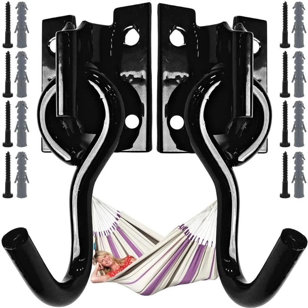 2X Gancho Rede Descanso Lef Parede Não Enferruja Reforçado E