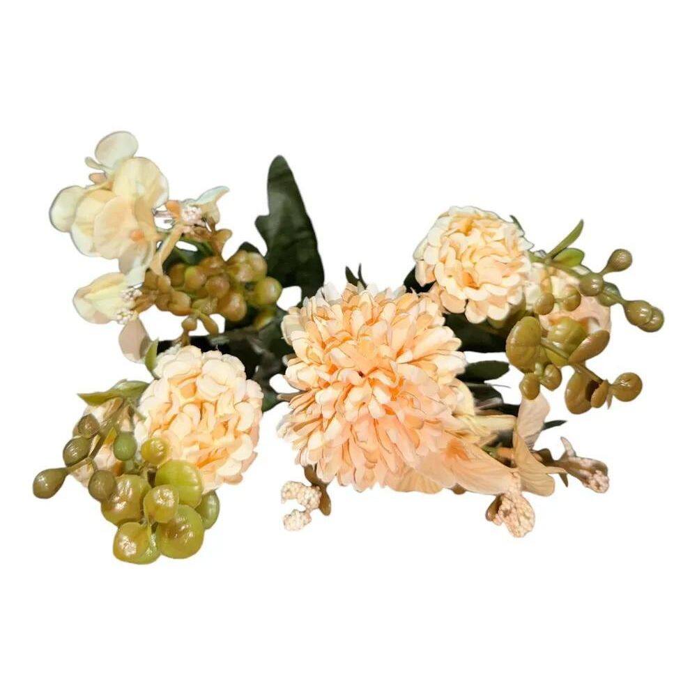 2X Kit Com 3 Buquês De Crisântemo Com Hortênsia Artificial