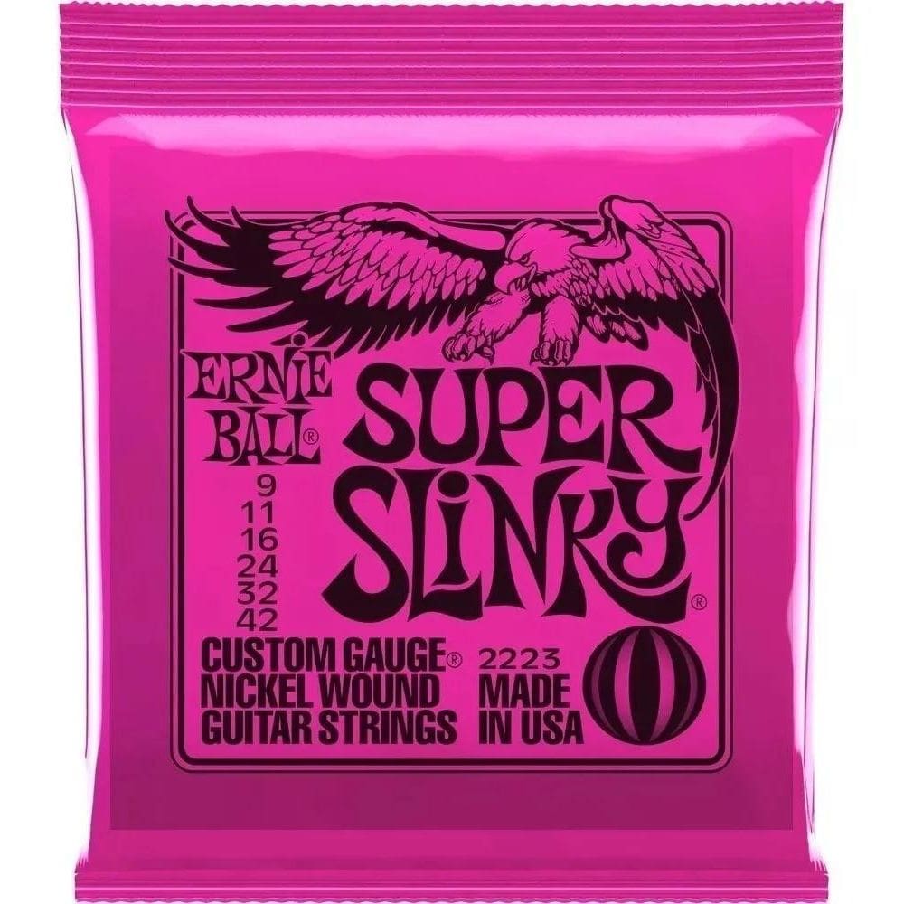 2X Encordoamento Ernie Ball Guitarra Super Slink 009