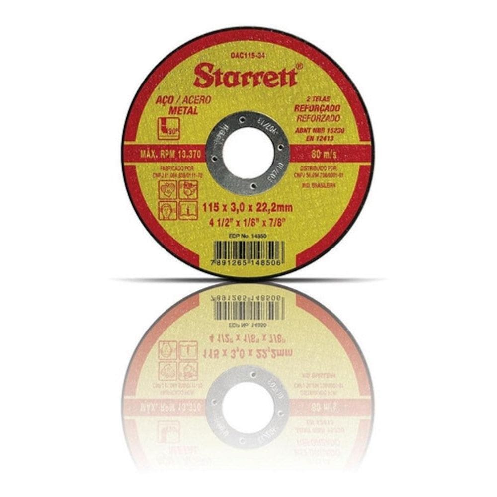 Disco Corte 115,0Mm  4.1/2   X 3,0 X F22 P/Metal Starrett Da