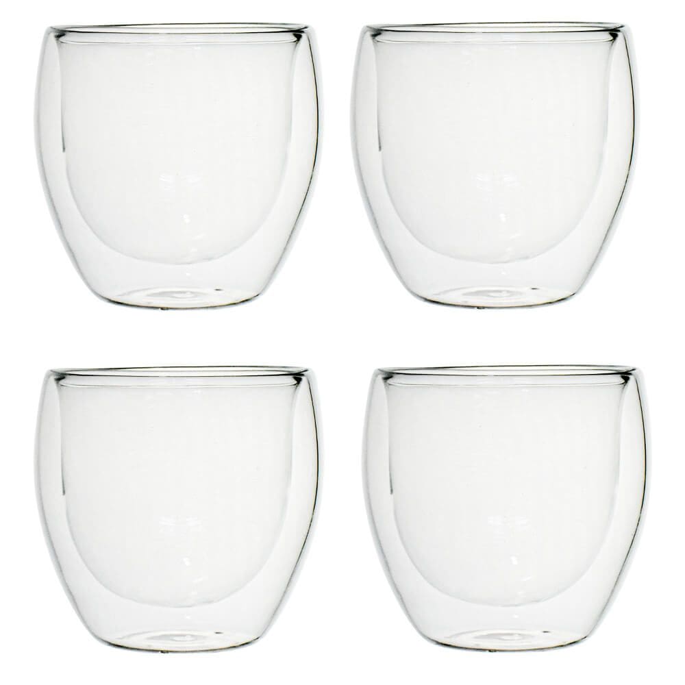 Jogo de Copo de Vidro Borossilicato para Café 180ml 4 Peças - Vista Home