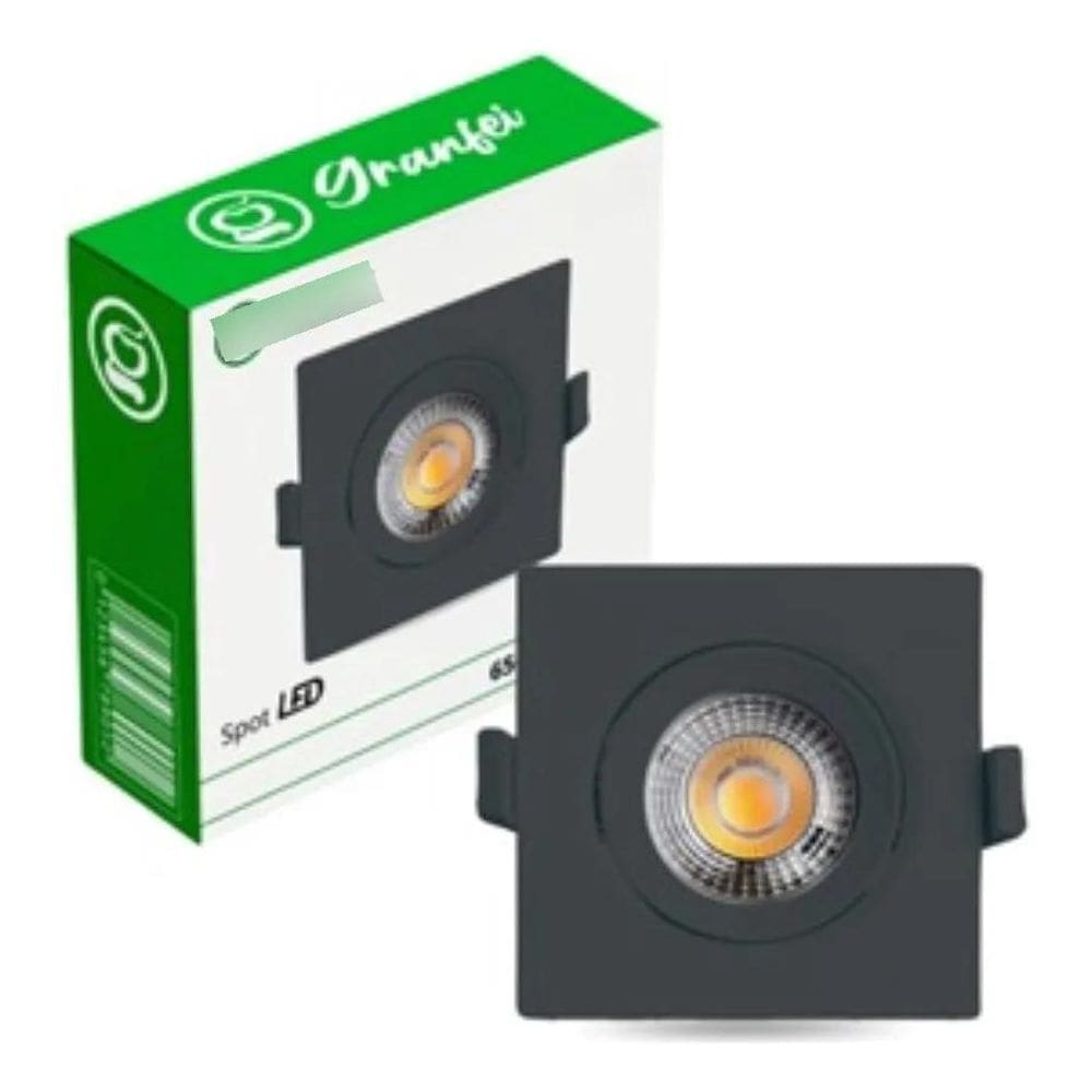 2X Kit 10 Luminária Led Spot 5W Preto Embutido Branco Bivolt