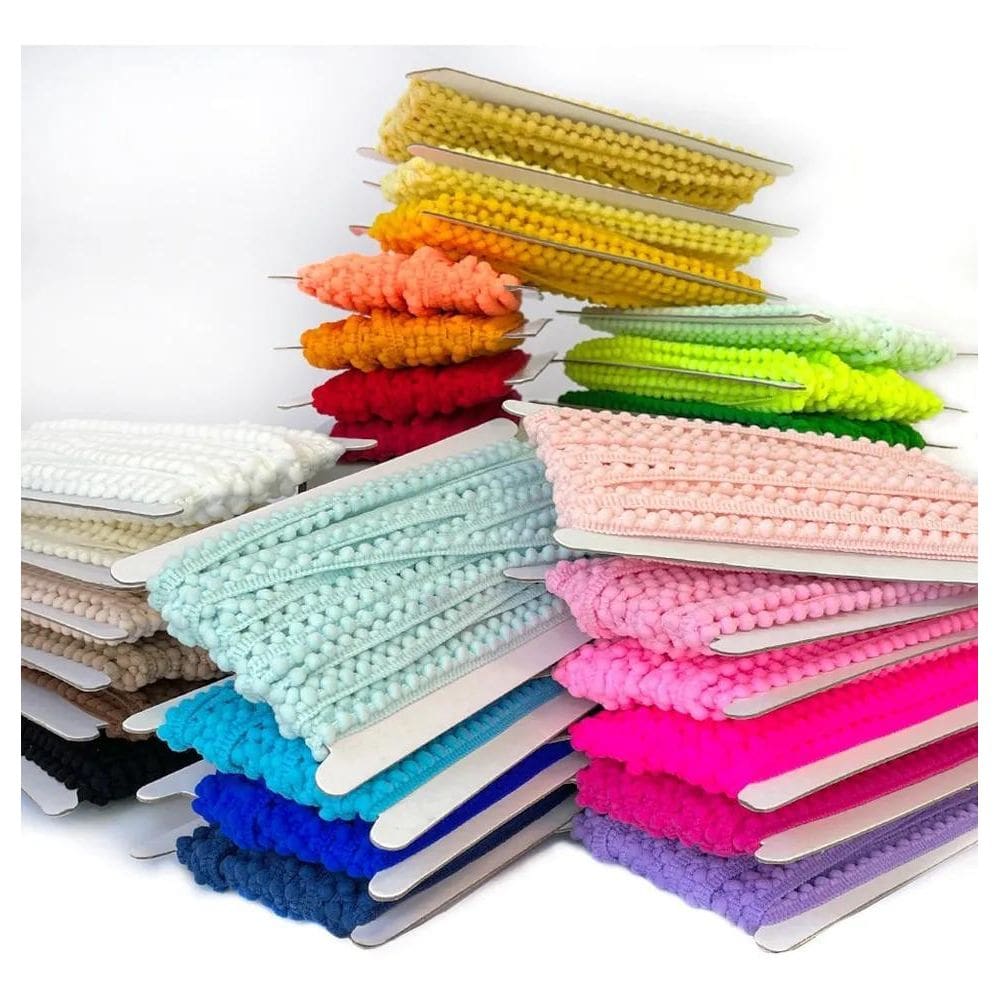 2X 10M Fita Mini Pompom Grelot 10Mm, Diversas Cores Artesana