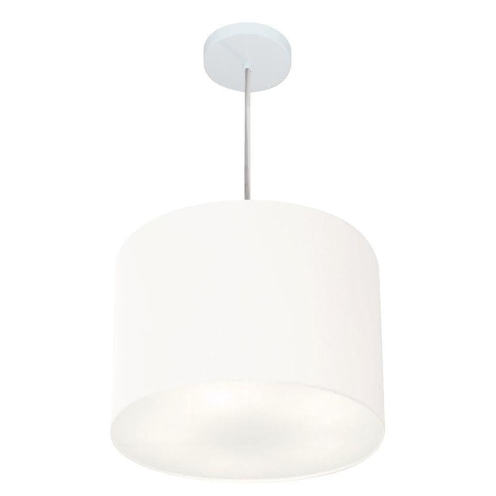 Lustre Pendente Cilíndrico Vivare Md-4216 Cúpula Em Tecido 40x30cm - Bivolt Branca 127/220v