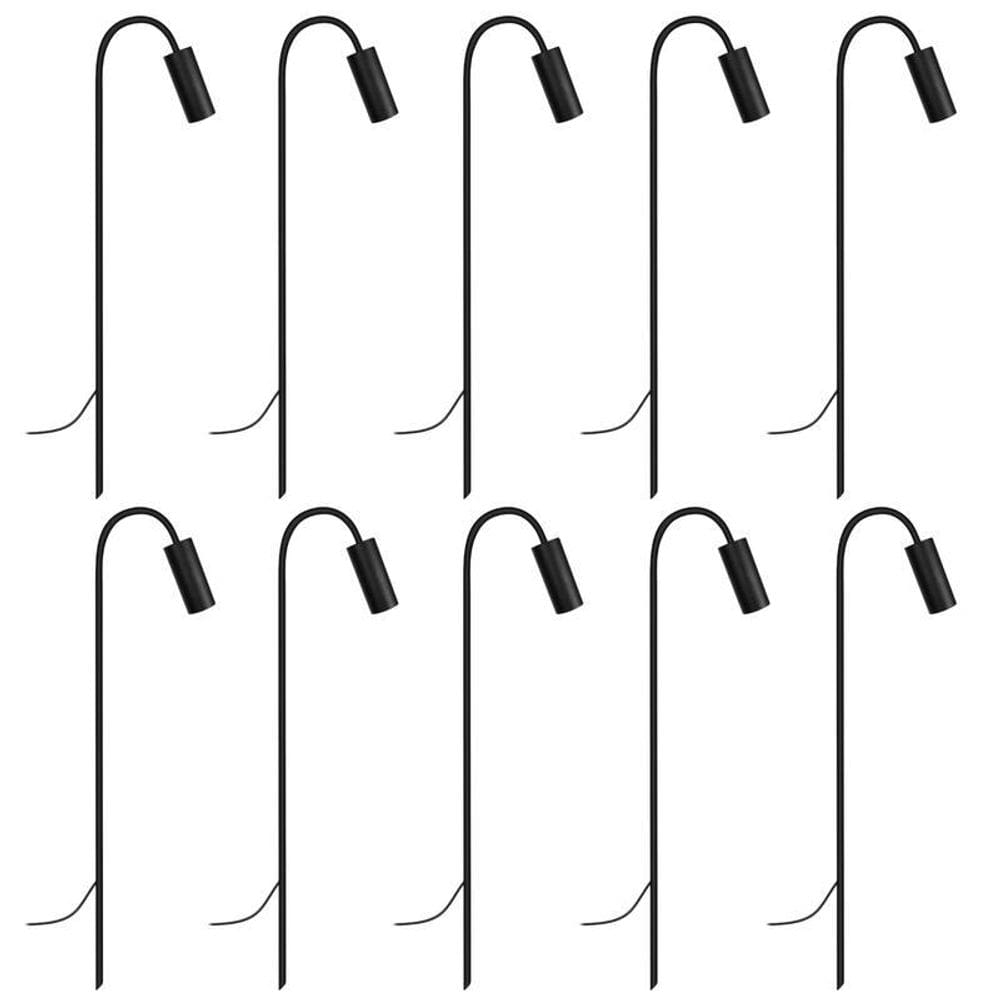 Kit 10 Balizadores Espeto Luminária Chão Jardim Preto 80Cm