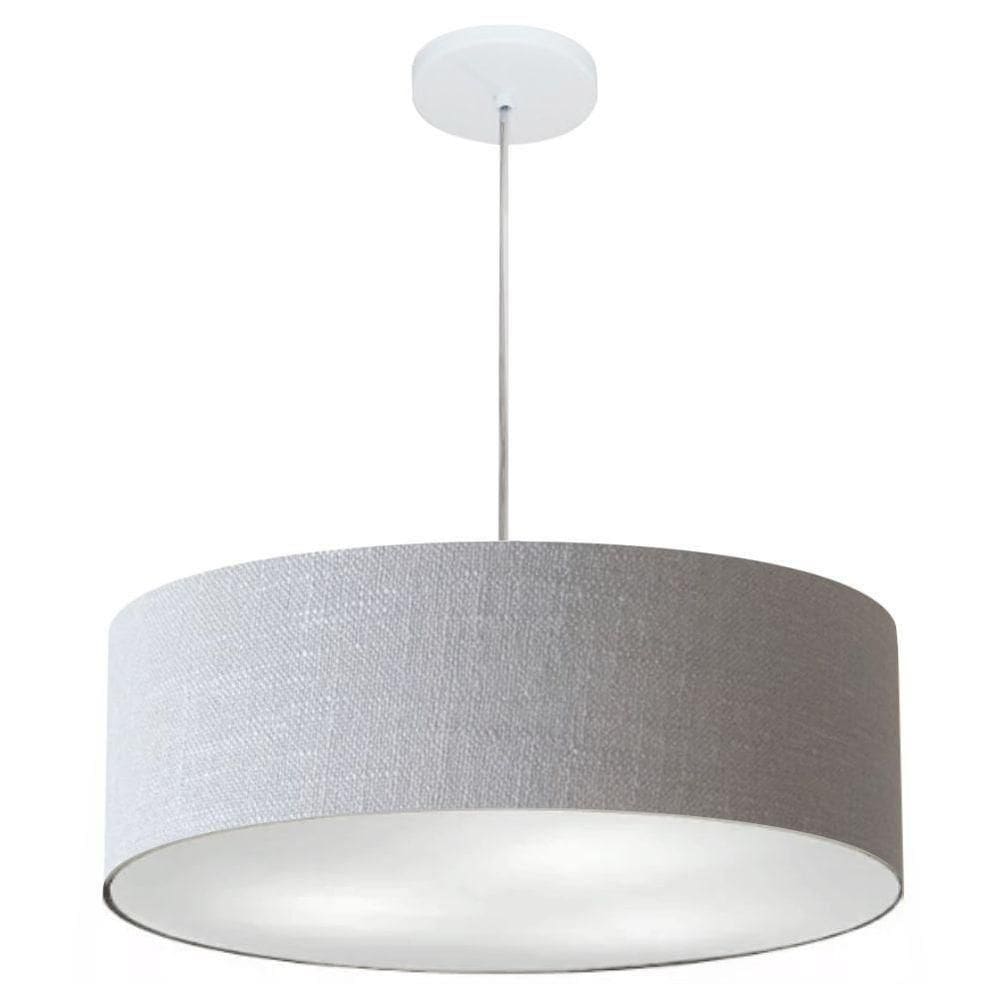 Lustre Pendente Cilíndrico Vivare Md-4217 Cúpula Em Tecido 50x15cm - Bivolt Rustico-cinza 127/220v