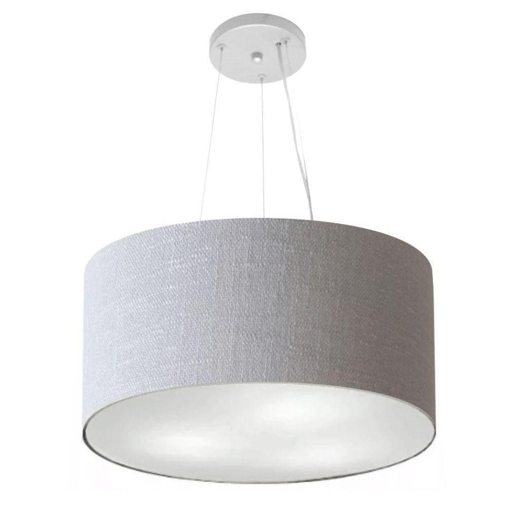 Lustre Pendente Cilíndrico Vivare Md-4185 Cúpula Em Tecido 45x21cm - Bivolt Rustico-cinza 127/220v