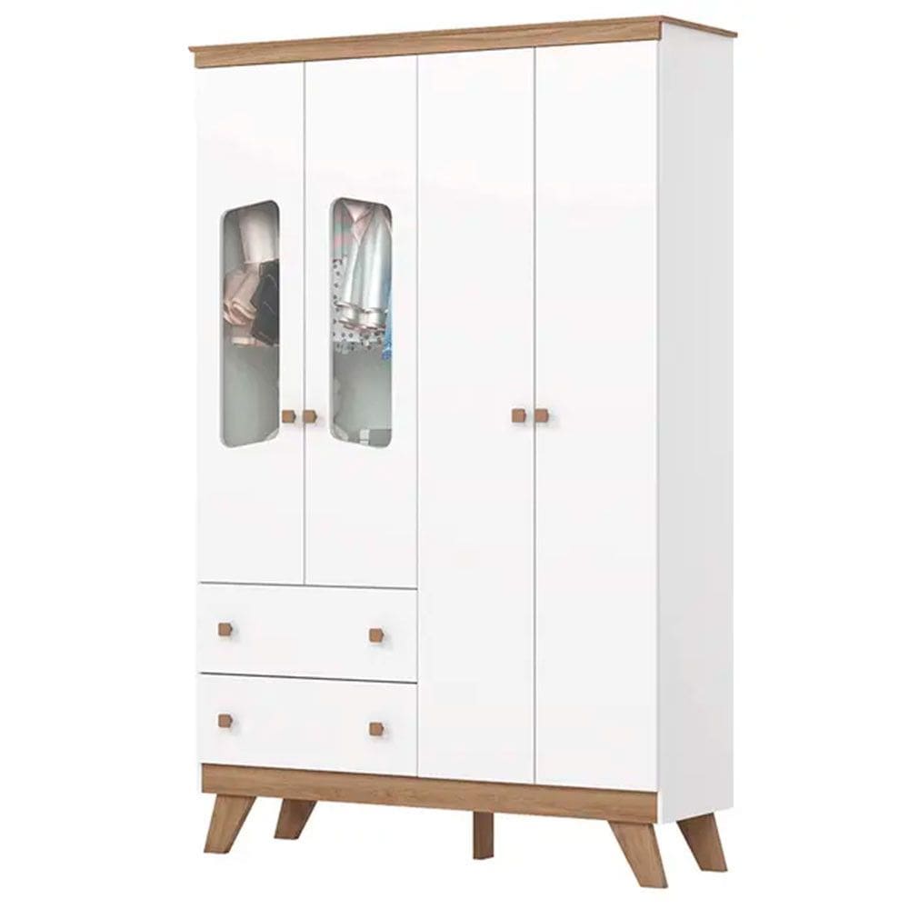 Guarda-Roupa Infantil 4 Portas 2 Gavetas Confete Henn Roupeiro