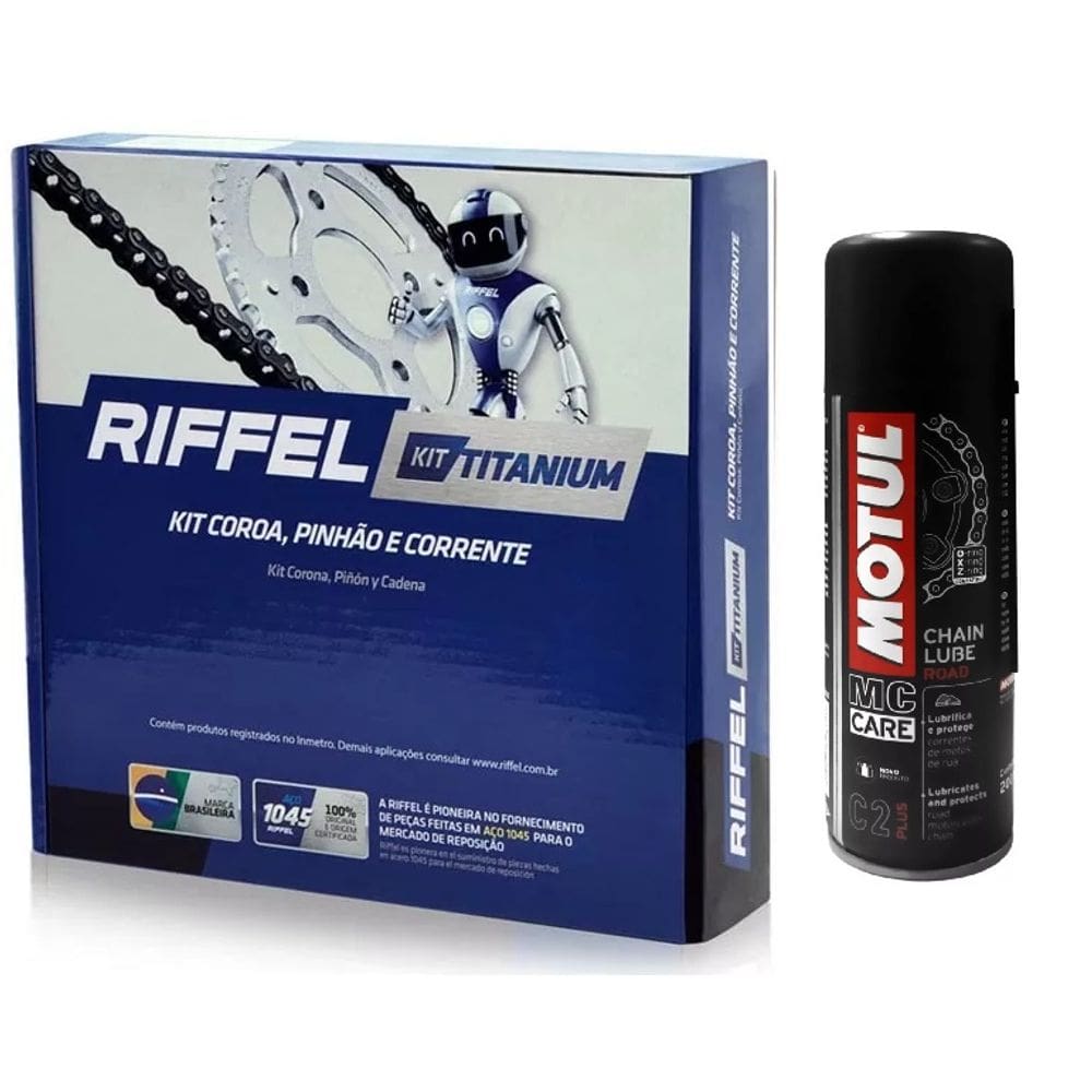 Kit Transmissao Relação Tração Fazer 250 2006 A 2017 Sem Retentor Riffel + Motul C2 200Ml