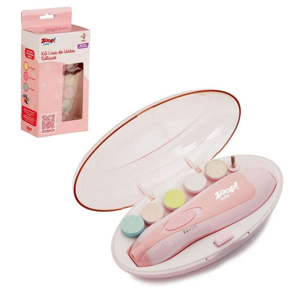 Kit Lixa de Unha Elétrico Rosa Zoop Toys - 6 Cabeças - 177gr