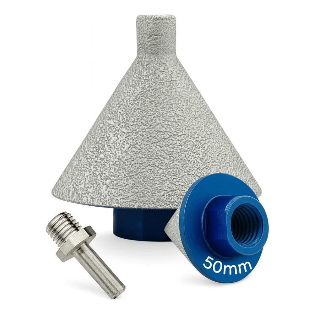 2X Broca Cônica Diamantada Chanfro M14 9-50Mm Com Adaptador