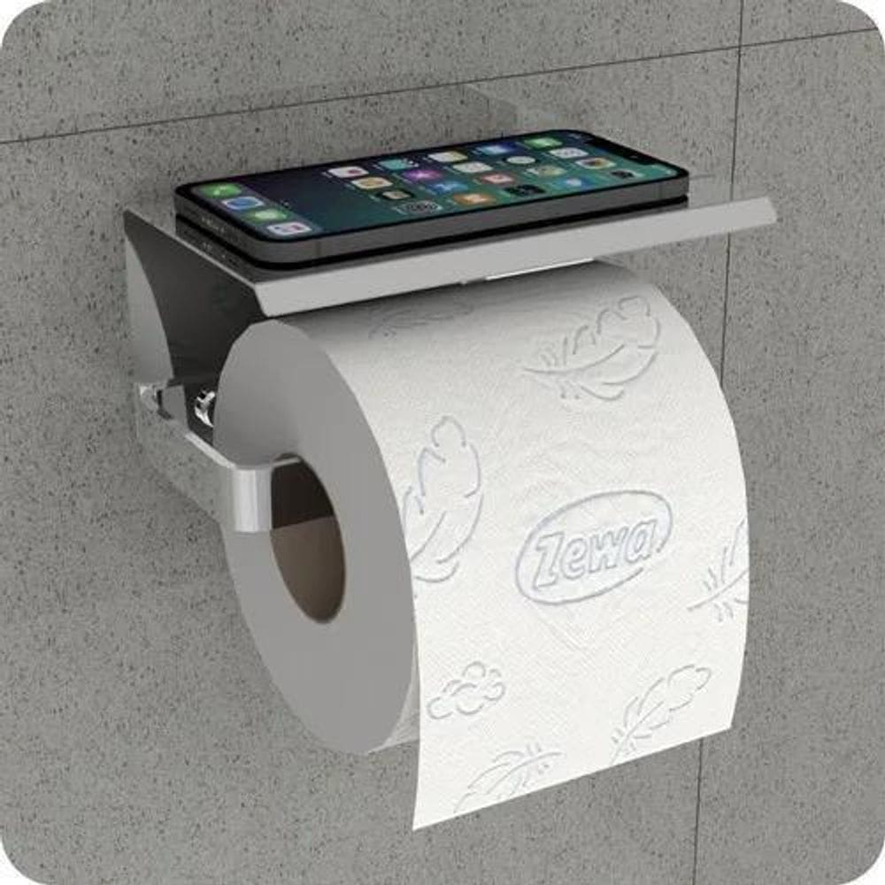 2X Porta Papel Higiênico Inox E Cromado De Parede Banheiro M