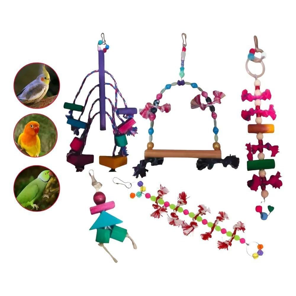 Brinquedos Para Calopsita E Periquito Kit Com 5 Unidades