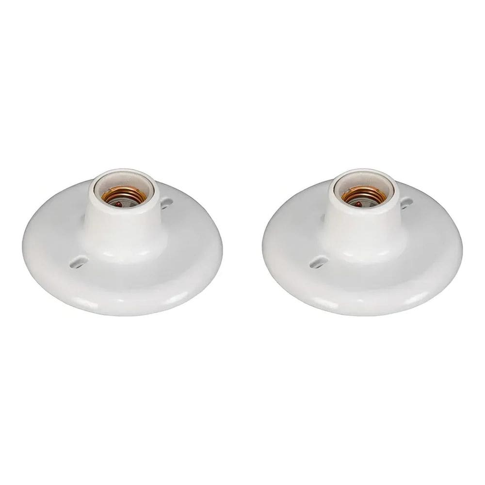 2X Kit 2 Plafonier Plafon Bocal Opl Porcelana 100W E27 Branc