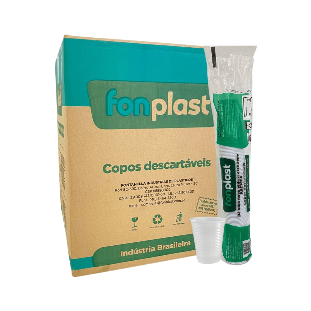 Copo de 200ml Branco PS Fonplast com 2.500 unidades