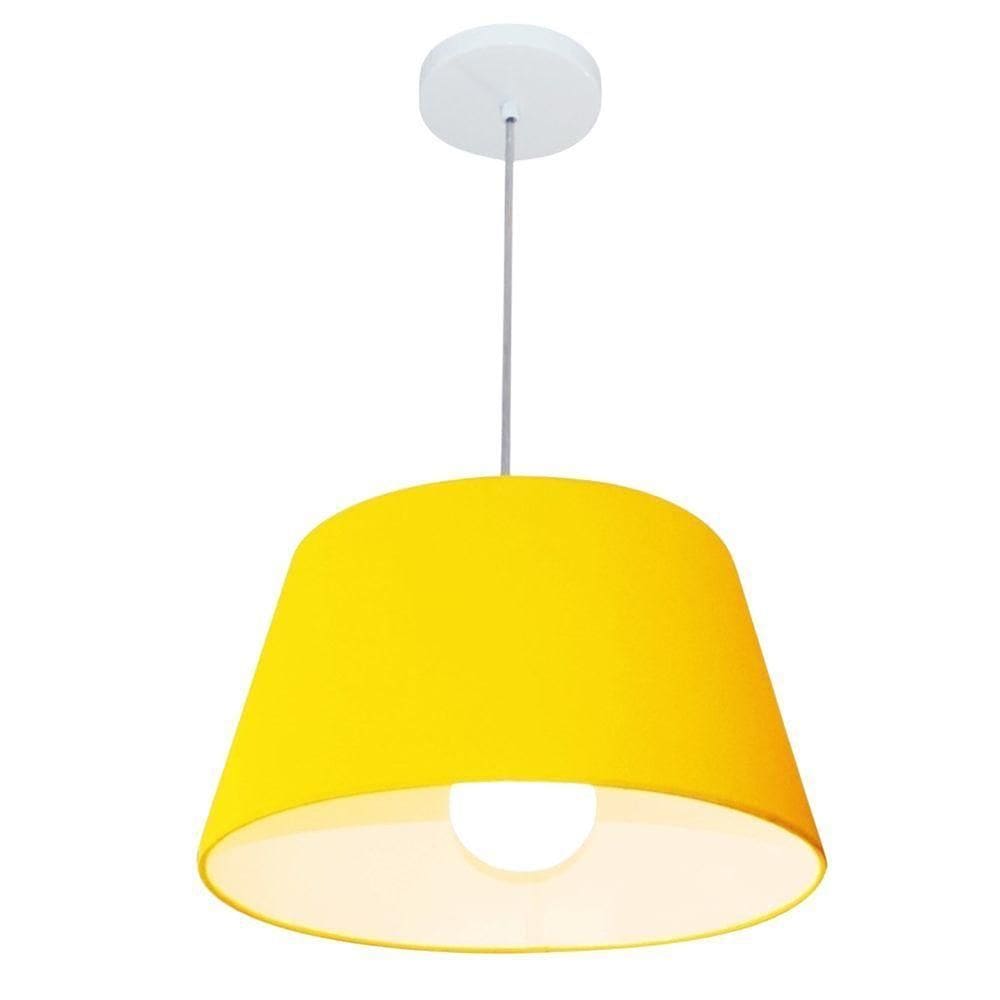 Lustre Pendente Cone Md-4039 Cúpula Em Tecido 21/40x30cm Amarelo - Bivolt