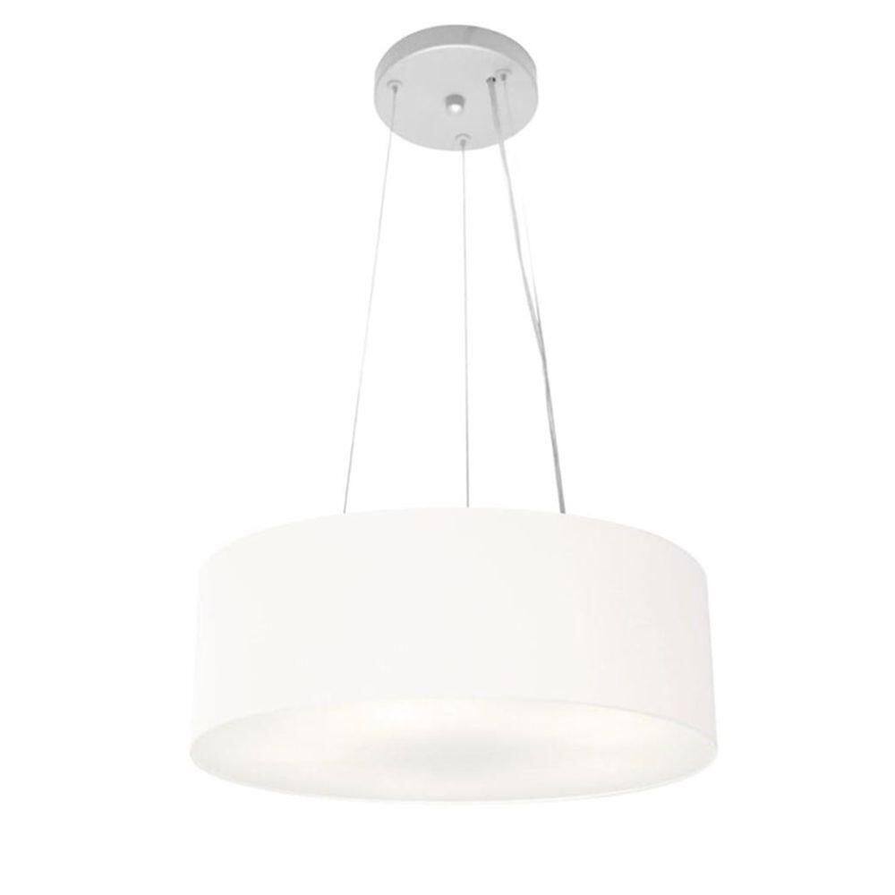 Lustre Pendente Cilíndrico Vivare Md-4181 Cúpula Em Tecido 40x15cm - Bivolt Branco 127/220v
