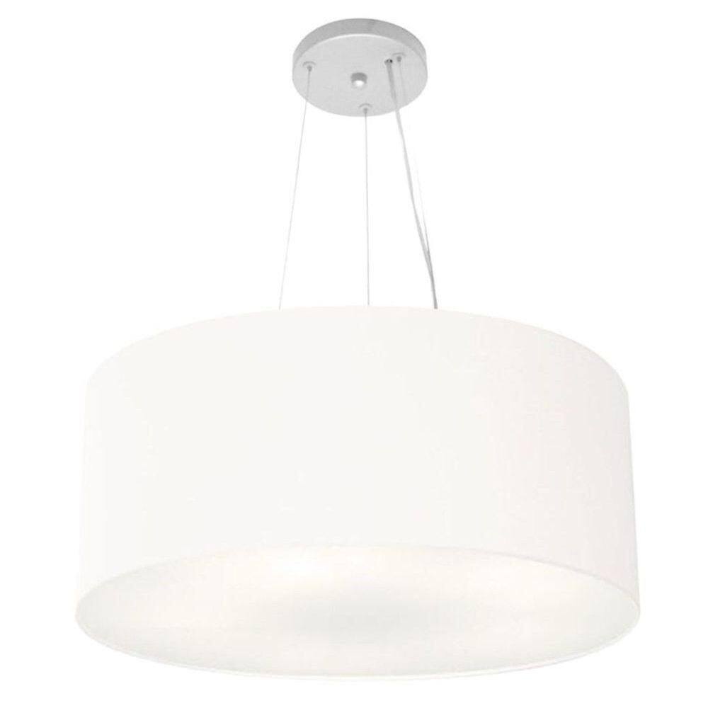 Lustre Pendente Cilíndrico Vivare Md-4047 Cúpula Em Tecido 50x21cm - Bivolt Branco 127/220v