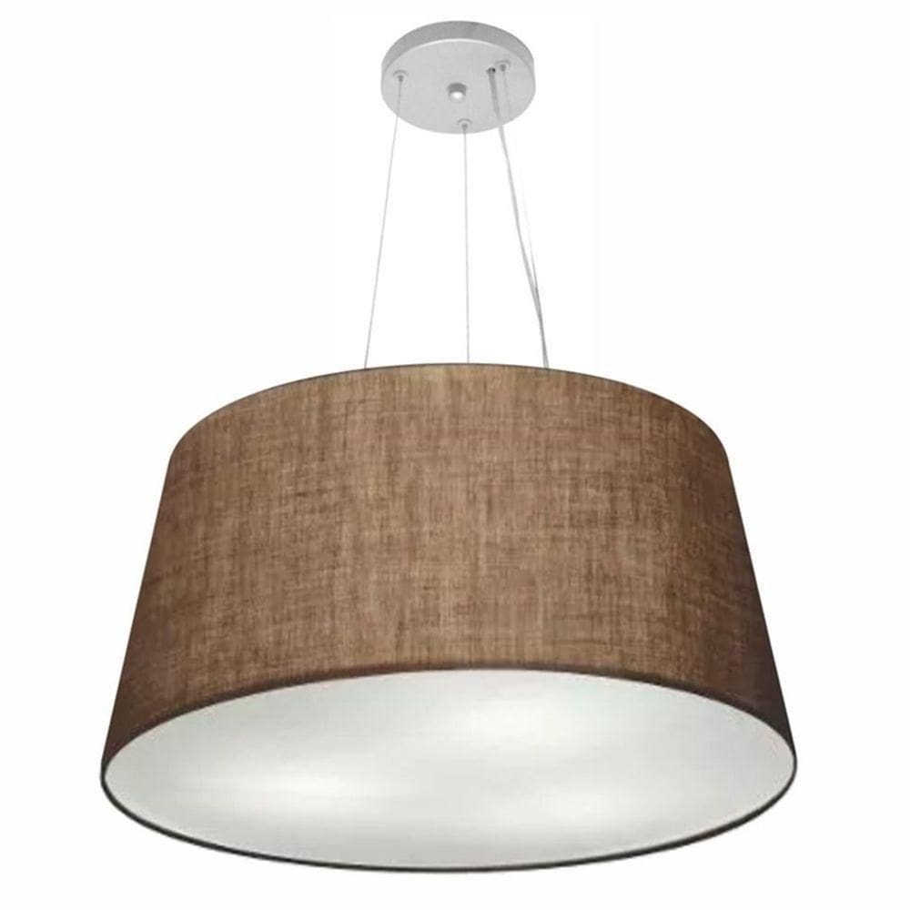 Lustre Pendente Cone Md-4063 Cúpula Em Tecido 30/60x50cm Café - Bivolt