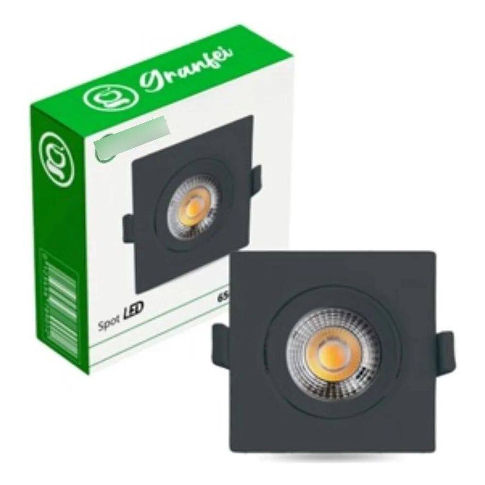 2X Kit 10 Luminária Led Spot 5W Preto Embutido Branco Bivolt