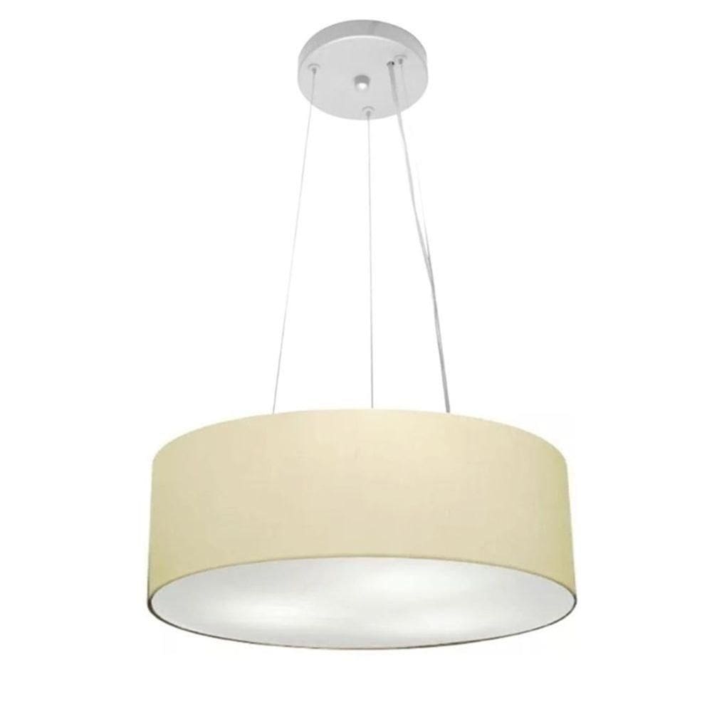 Lustre Pendente Cilíndrico Vivare Md-4181 Cúpula Em Tecido 40x15cm - Bivolt Algodão-crú 127/220v