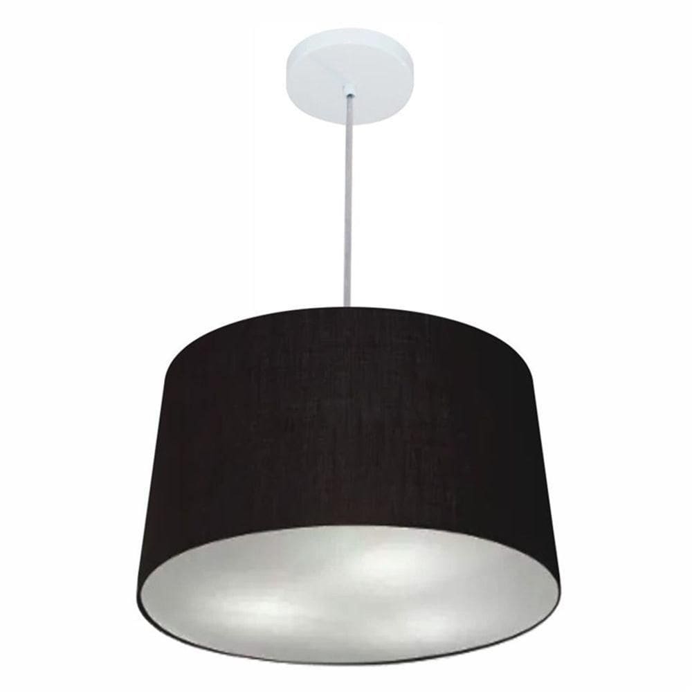 Lustre Pendente Cone Md-4156 Cúpula Em Tecido 30/45x40cm Preto - Bivolt