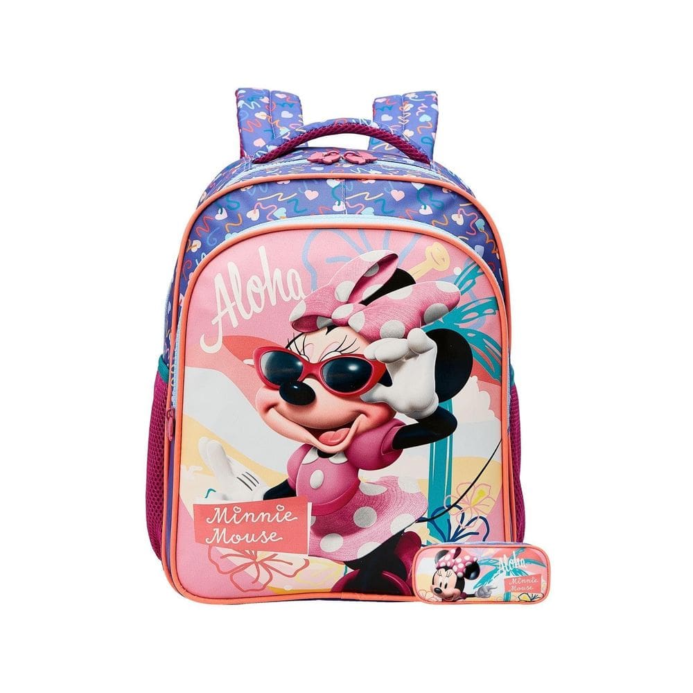 Kit Escolar Mochila Costas P + Estojo Triplo Minnie Mouse