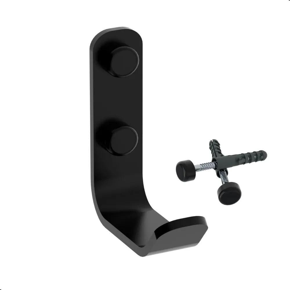 2X Cabide Gancho De Parede Preto Fosco Para Toalha Plus
