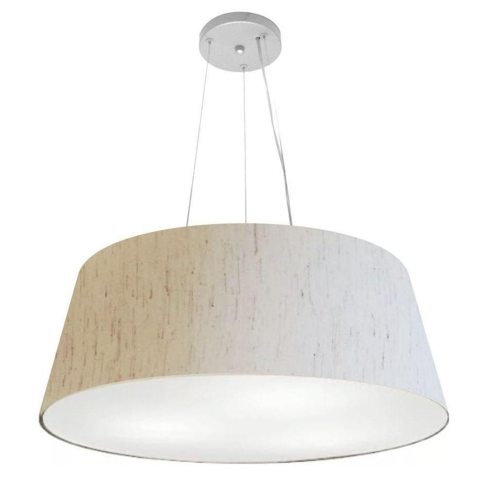 Lustre Pendente Cone Md-4072 Cúpula Em Tecido 30/80x65cm Linho Bege - Bivolt