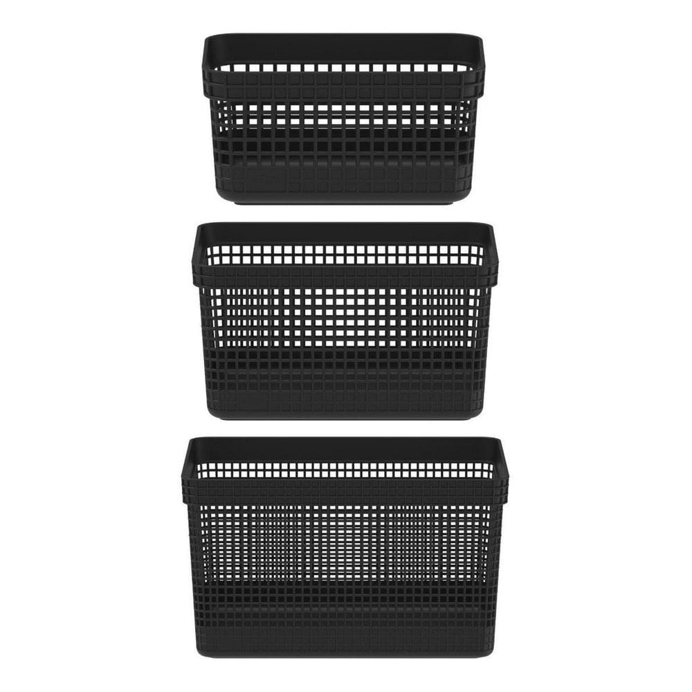 Jogo 3 Caixas Organizadoras Cestos Grid Closet Quarto Bebê