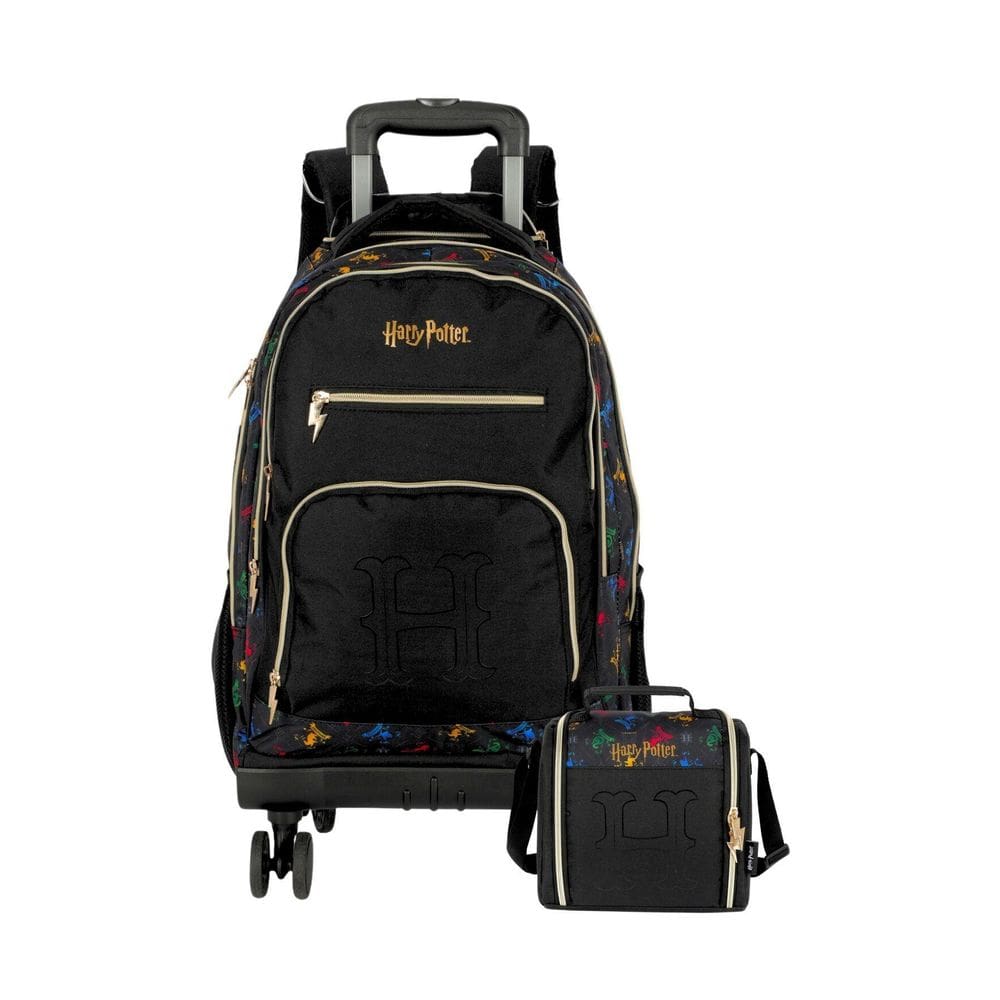 Kit Mochila Costas Rodas + Lancheira Térmica Harry Potter