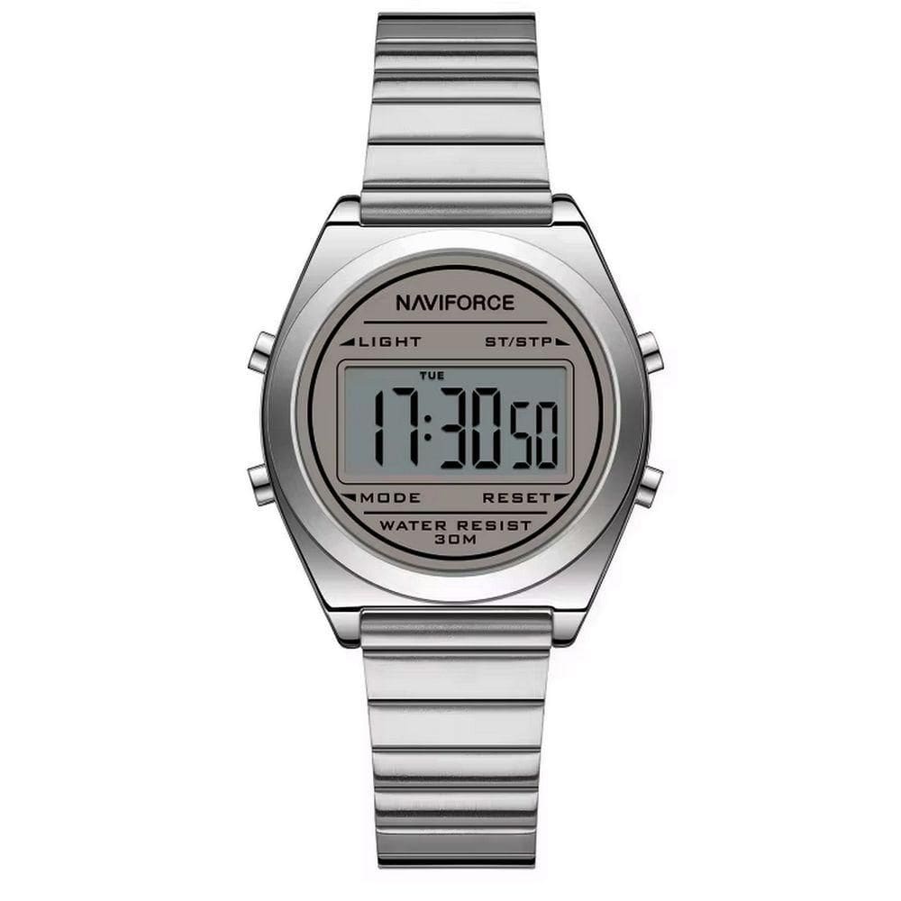 Relógio Digital Feminino Com Pulseira De Aço Inoxidável De Quartzo Elegante Prata