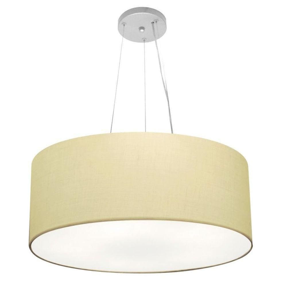 Lustre Pendente Cilíndrico Vivare Md-4188 Cúpula Em Tecido 50x25cm - Bivolt Algodão-crú 127/220v