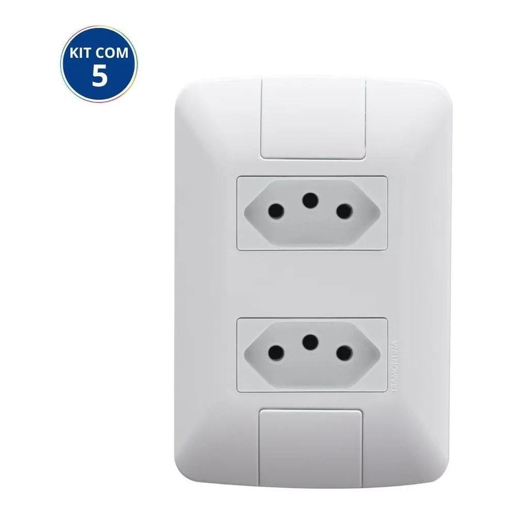 2X Kit 5 Conjunto Tramontina 2 Tomadas Padrão 10A 4X2 Aria C