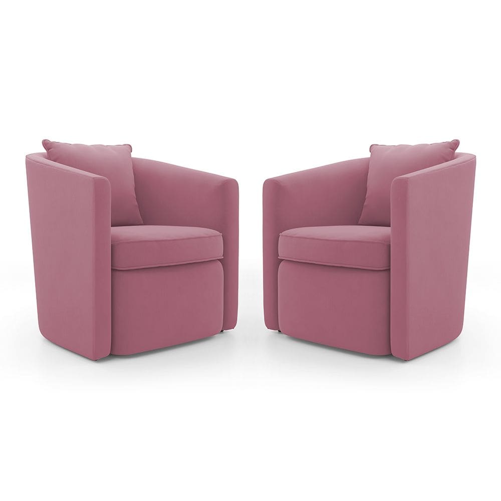 Kit 02 Poltronas Decorativas Sala de Estar Aimê Suede Rosa - Desk Design