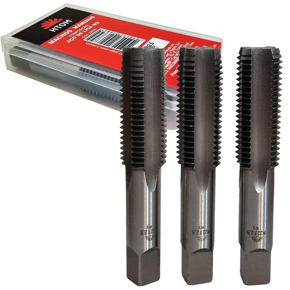 Jogo Macho Manual M22 X 2,5Mm Aço Liga Ws Completo 3 Peças