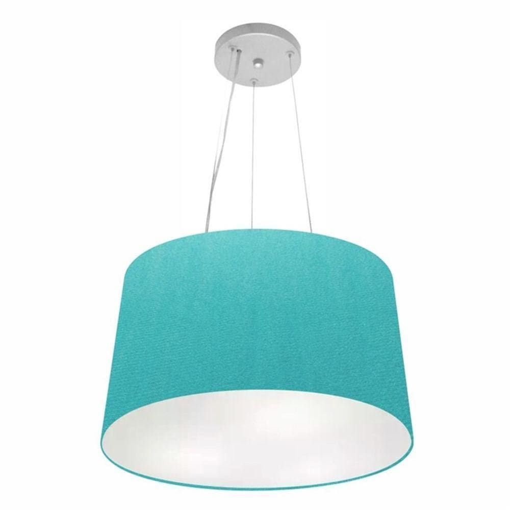 Lustre Pendente Cone Md-4153 Cúpula Em Tecido 30/45x40cm Azul Turquesa - Bivolt