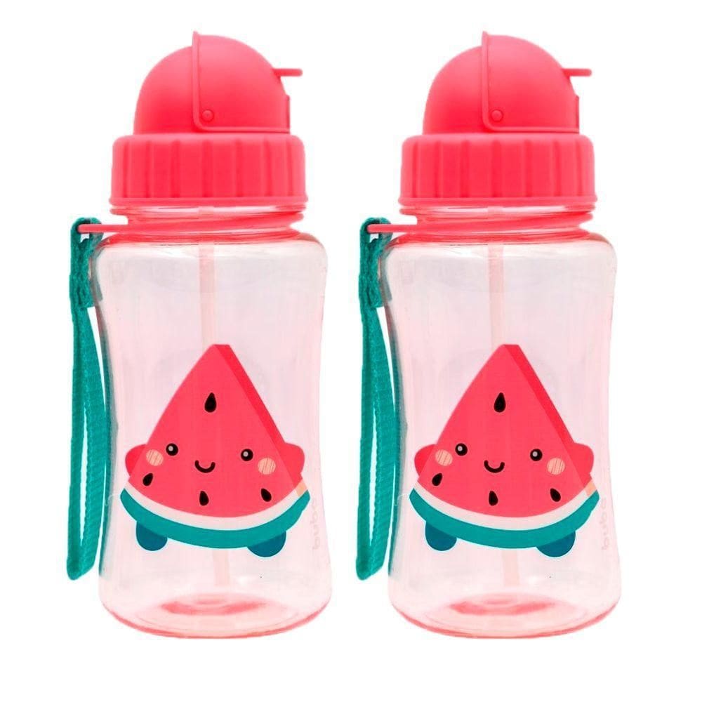 Kit 2 Garrafinha Infantil Frutti 400 Ml Buba Canudo Retrátil