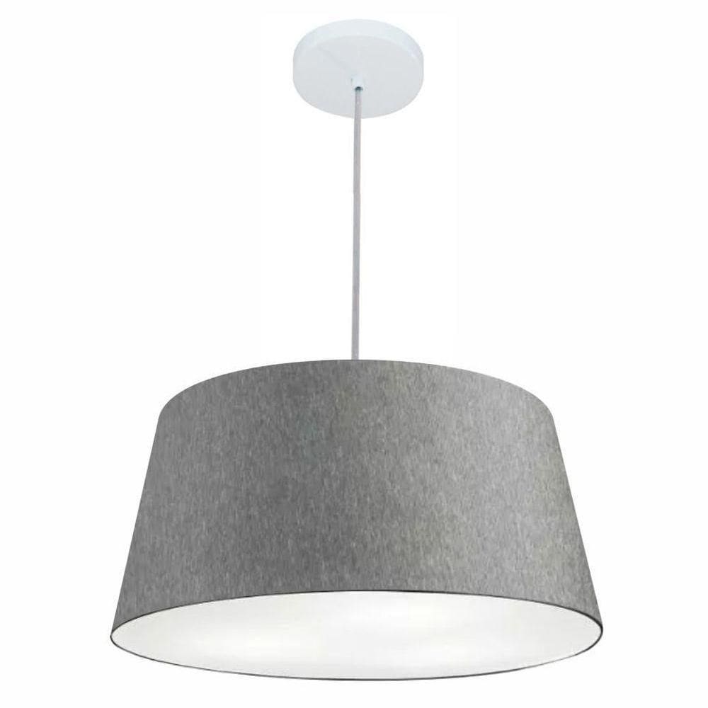 Lustre Pendente Cone Md-4050 Cúpula Em Tecido 21/50x40cm Rustico Cinza - Bivolt