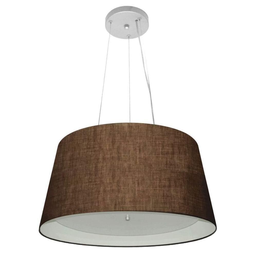 Lustre Pendente Cone Md-4144 Cúpula Em Tecido 25x50x40cm Café - Bivolt