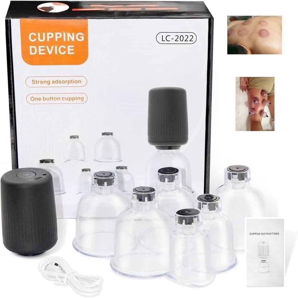 Ventosa Terapia Elétrica Kit 6 Ventosas Copos Massageador