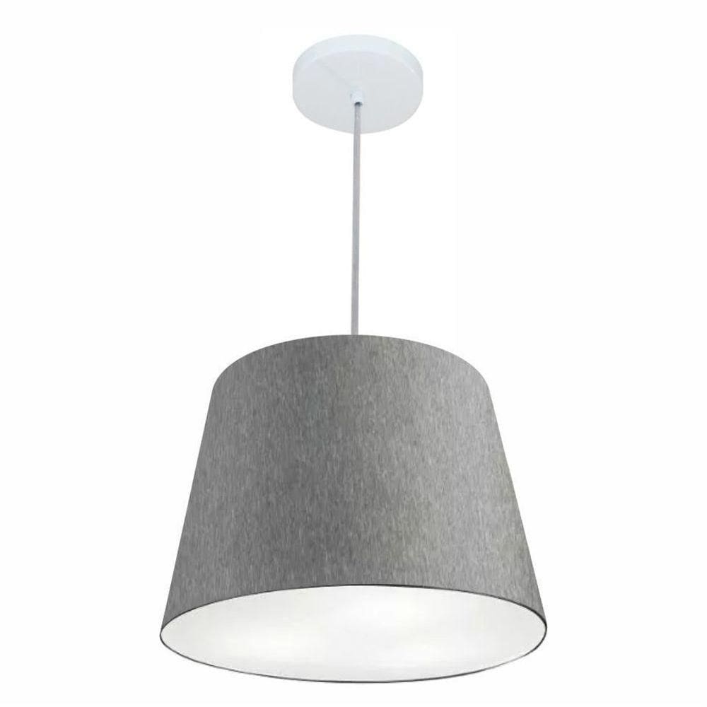 Lustre Pendente Cone Md-4155 Cúpula Em Tecido 30/40x30cm Rustico Cinza - Bivolt