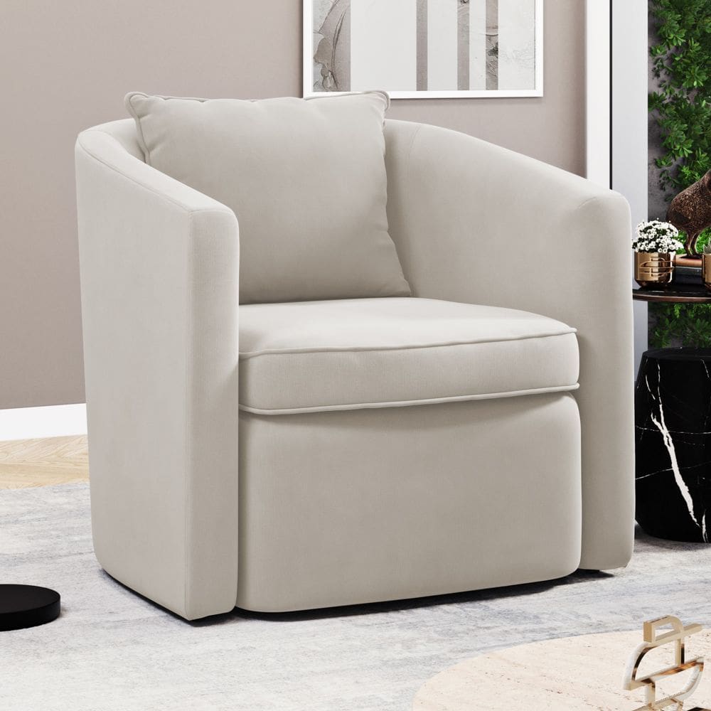 Poltrona Decorativa Sala de Estar Aimê Veludo Bege Claro - Desk Design